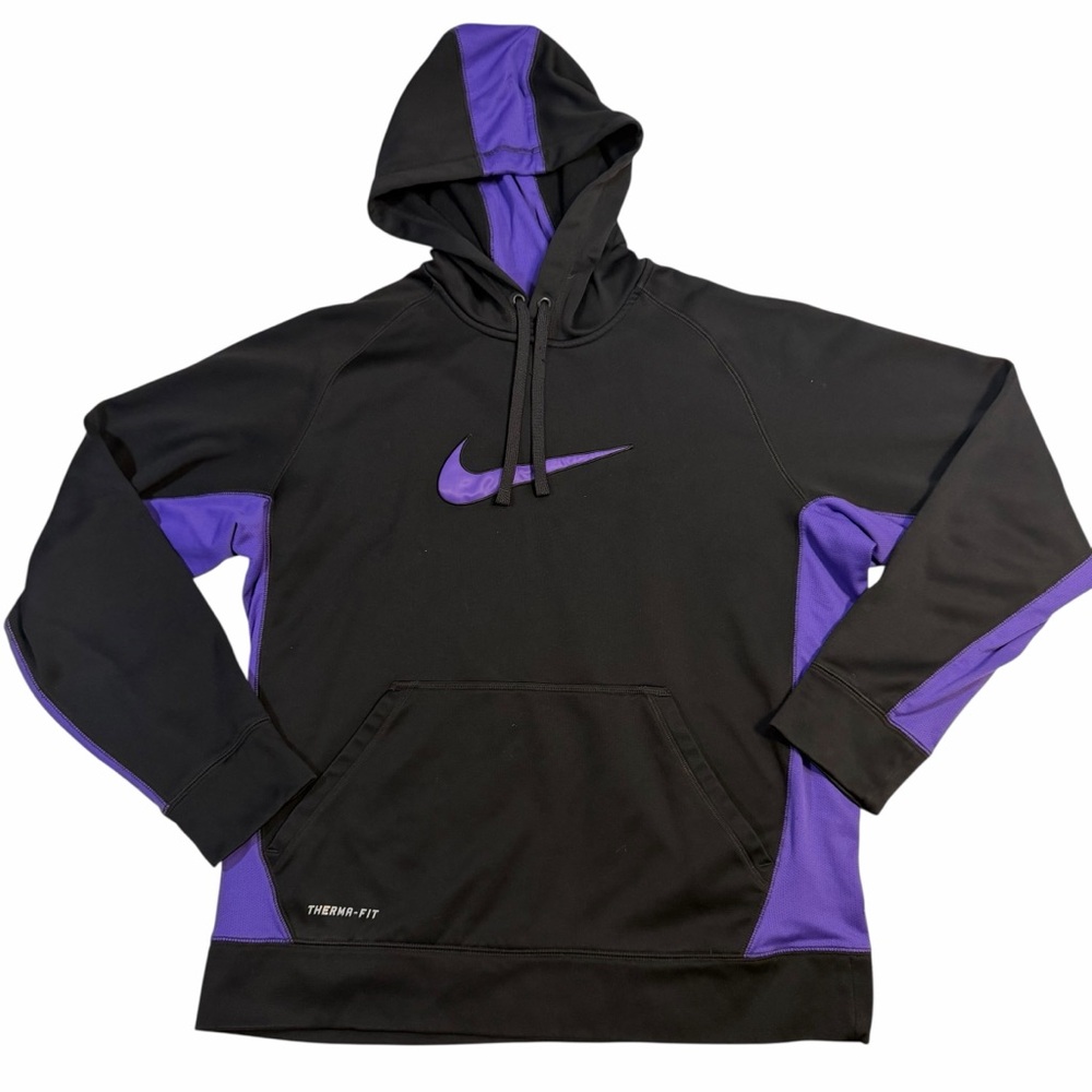 Nike Therma-Fit Black and Purple Sweatshirt Large
